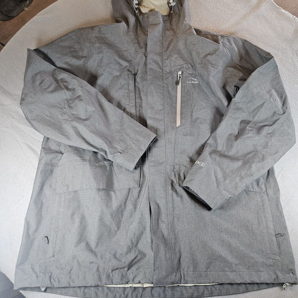 LL Bean Waterproof Ultralight Down 3 in 1 Jacket Downtek Tek Gray 501836 Men XXL